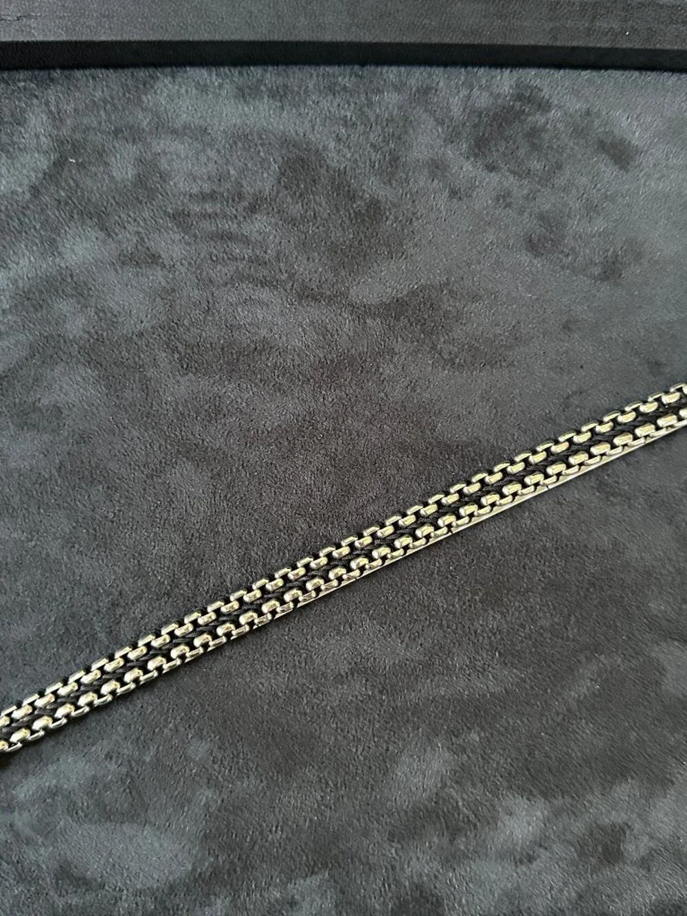 David Yurman Woven Box Chain Bracelet w/ Black Nylon - 8mm - 8.25